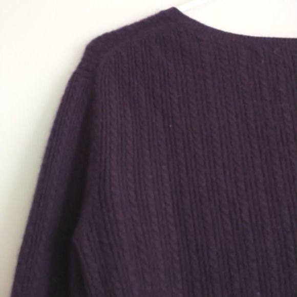 Lord & Taylor Sweater Pullover Women M Purple 2-Ply Cashmere Cable Knit Luxury - Picture 4 of 7
